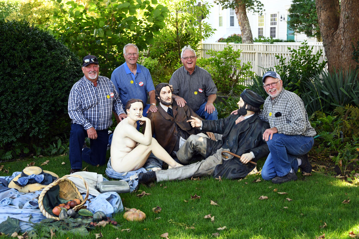 123 Ron Nickel, Gerald Kealiher, Carl Brown and Ron Klute enjoyed the scupture displayed at the Hadwen House.jpg